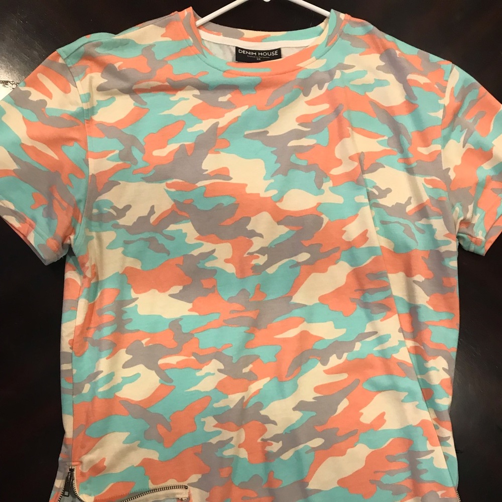 Denim House Drop Hem, zippier, camp shirt, XXL